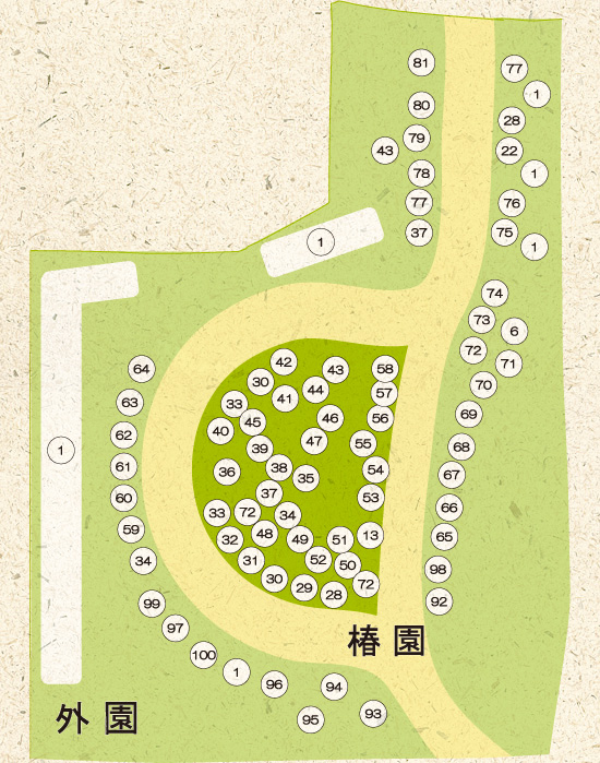 松花堂庭園つばきマップ 椿園エリア